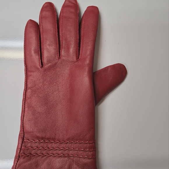 Etienne Red Professional Leather Shell Cashmere Lining Medium Size Vintage - Picture 6 of 10